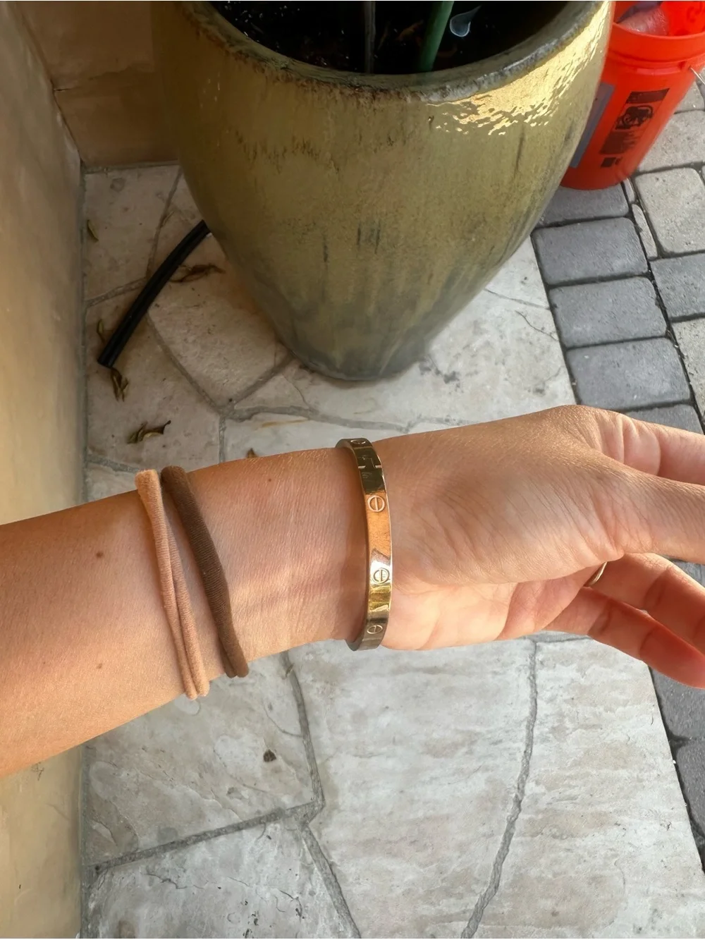 Gold Women’s  Screw-Accent Cuff Bracelet
